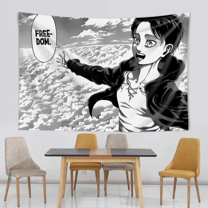 Eren Yeager Freedom Manga Poster Wall Art Kawaii Anime Attack On Titan Print Canvas Gallery Wraps Ready To Hang Decor Tapestry Y240816