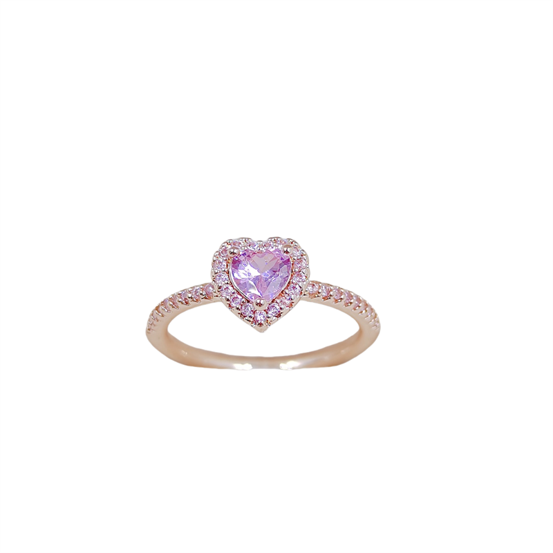 Love ring copper inlaid zirconium funky pink zirconium heart ring ins style simple ring wedding engagement ring suitable for daily party holiday weddi