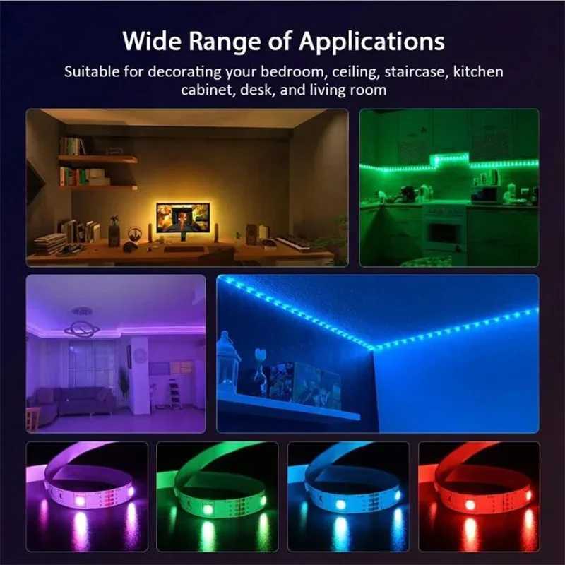 LED Lights Bluetooth 5050 SMD USB LED Strip Alexa APP Control WIFI RGB Adhesive Luces Led TV Backlight Lamps for Room Decoration CL240815