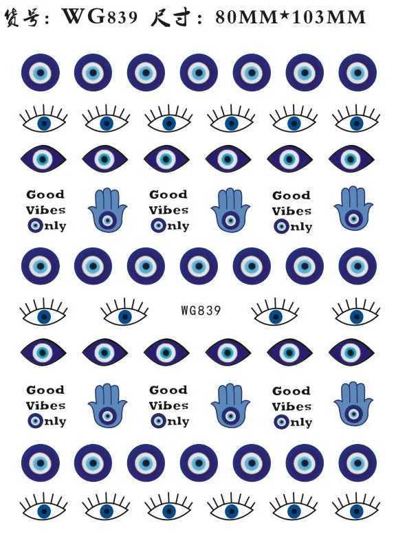 Nail Art Stickers Water Decals Eyes Stripe Nail Art Decorations for Manicure Accessories Press on Nails Foil Stickers and DecalsXJ250120