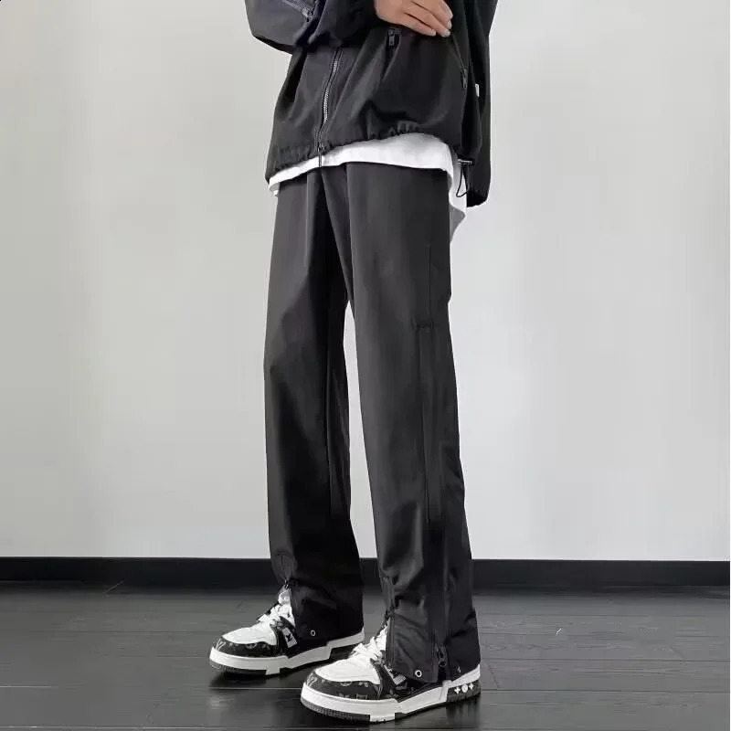 American Stylevibe Mens Waterproof Windproof Nylon Pants Casual Straightleg Micro Flare Cargo For Hiking Camping 240815