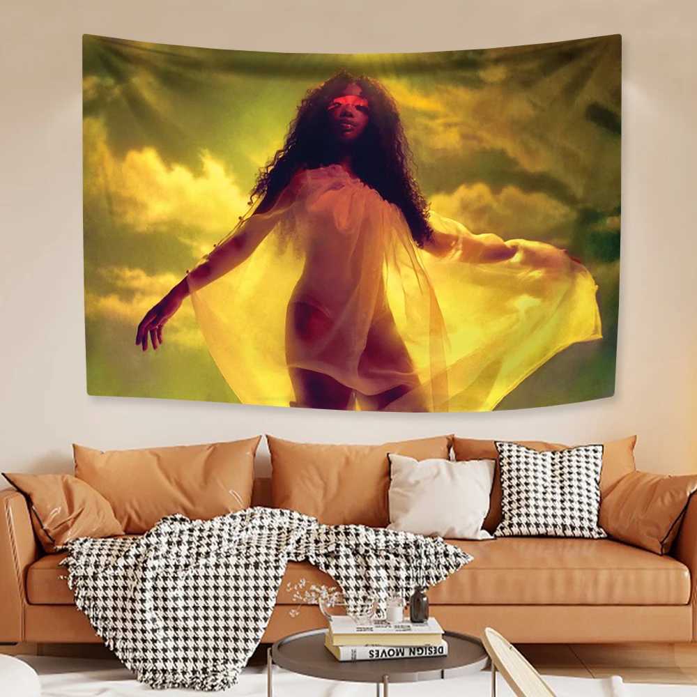 American Pop Singer Tapestry SZA Album Poster Home Decoration Wall Hanging Background Cloth Bedroom Dormitory Decor Sofa Blanket Y240816