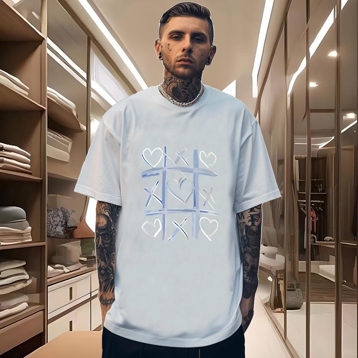 Man T Shirts 100% Cotton 230g handpainted Street Casual Crew Neck Breathable Plus Size Custom Mens Tshirts Brand Comfortable Wear