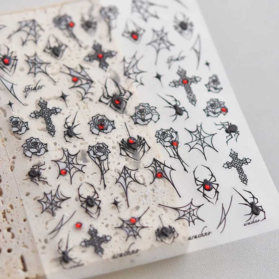 Luxury High Quality Black And White Sparkling Shell Lamp Web Rose Nail Art Sticker Design Craft Tool maquillaje Ms-468 H260209