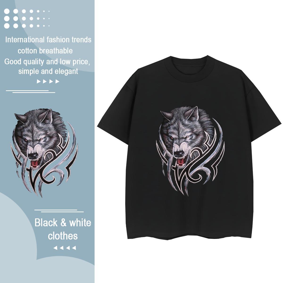 2024 DIY T-Shirts for Women Breathable Soft 230g Pure Cotton Women Tees DIY Anime wolf Daily Outfit Popular Tops Shirt