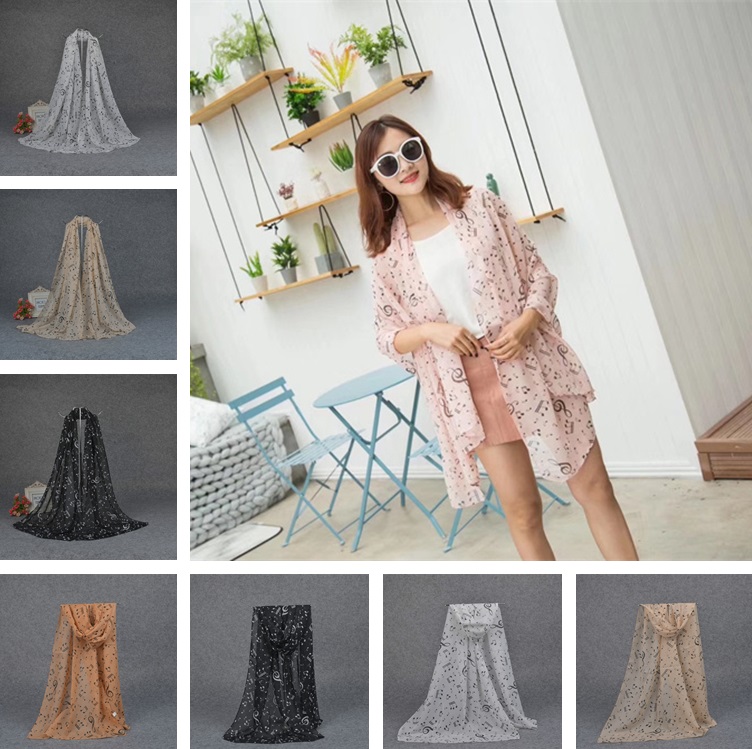 Party Favor Women chiffon scarves happy music notes scarves high quality printed scarf 5 colours Scarf Shawl kid Shawl for gifts LT1129