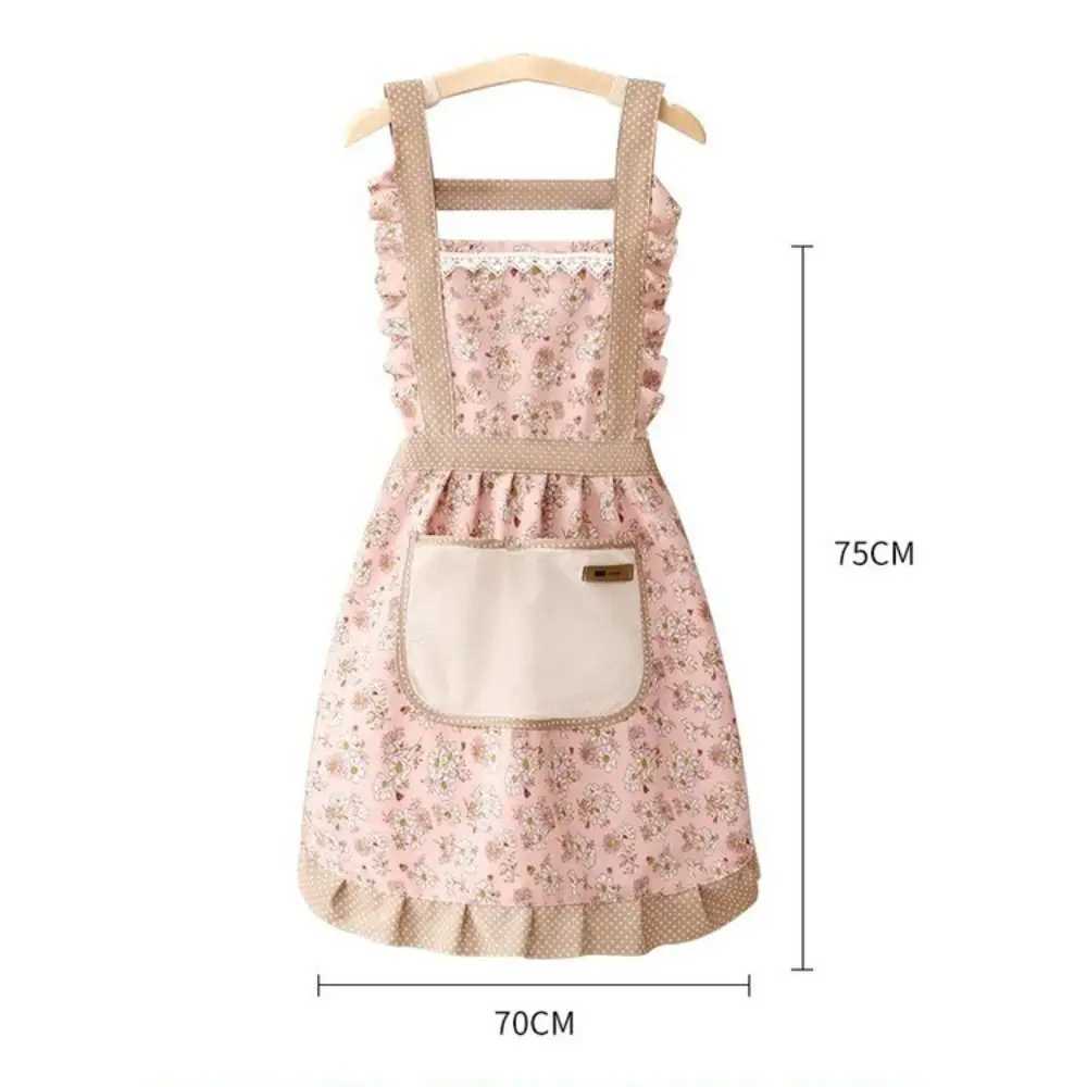 Lovely Floral Print Lace Cotton Apron Princess Skirt Apron Home Kitchen Fashion Apron Female Male Adult Cooking AccessoriesXJ240816