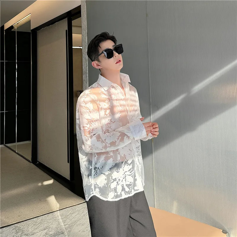 NOYMEI chiffon long sleeve shirt single breasted summer fashion korean style transparency top personality WA5114 240816