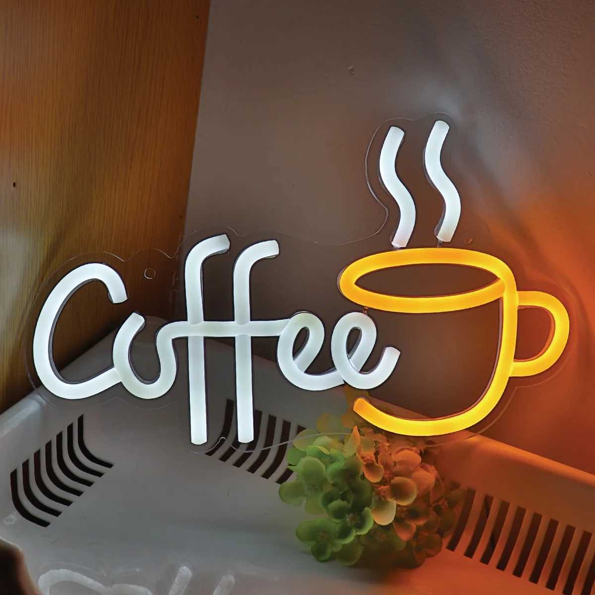 1PC Creative Coffee Cup LED Neon Sign Light Used for Party Room Bar Club Milk Coffee Shop Wall Decoration 11.1 inches * 6.73 inches B240817