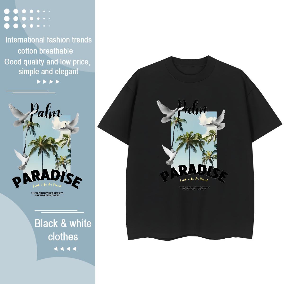 Stylist T Shirt For Woman Round Neck Short Sleeve 230g 100% Cotton Couples T Shirts Oversized tree Outdoor Loose fit Tops Tees
