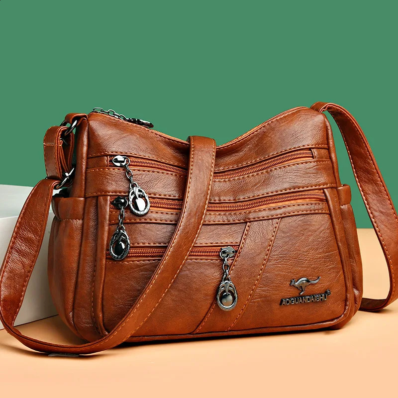 Womens Bag Soft Leather Middle aged Simple Fashionable and Grand One Shoulder Crossbody for Mom 240817