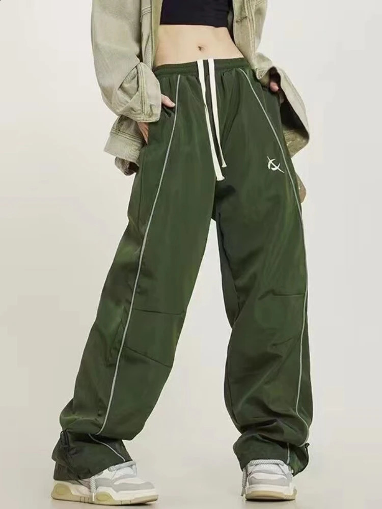 Casual Sweatpants Women Y2K Streetwear Elastic Waist Loose Straight-leg Bottom Drawstring Wide Leg Pants Z260314
