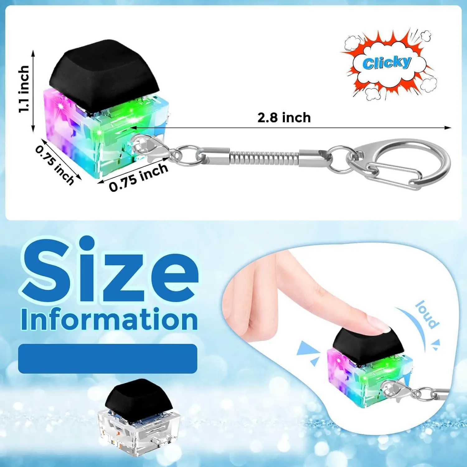 LED Keyboard Fidget Toys Keychain Keyboard Fidget Key Chain Decompression Toys Finger Button Clicker Stress Relief Gifts Y240817