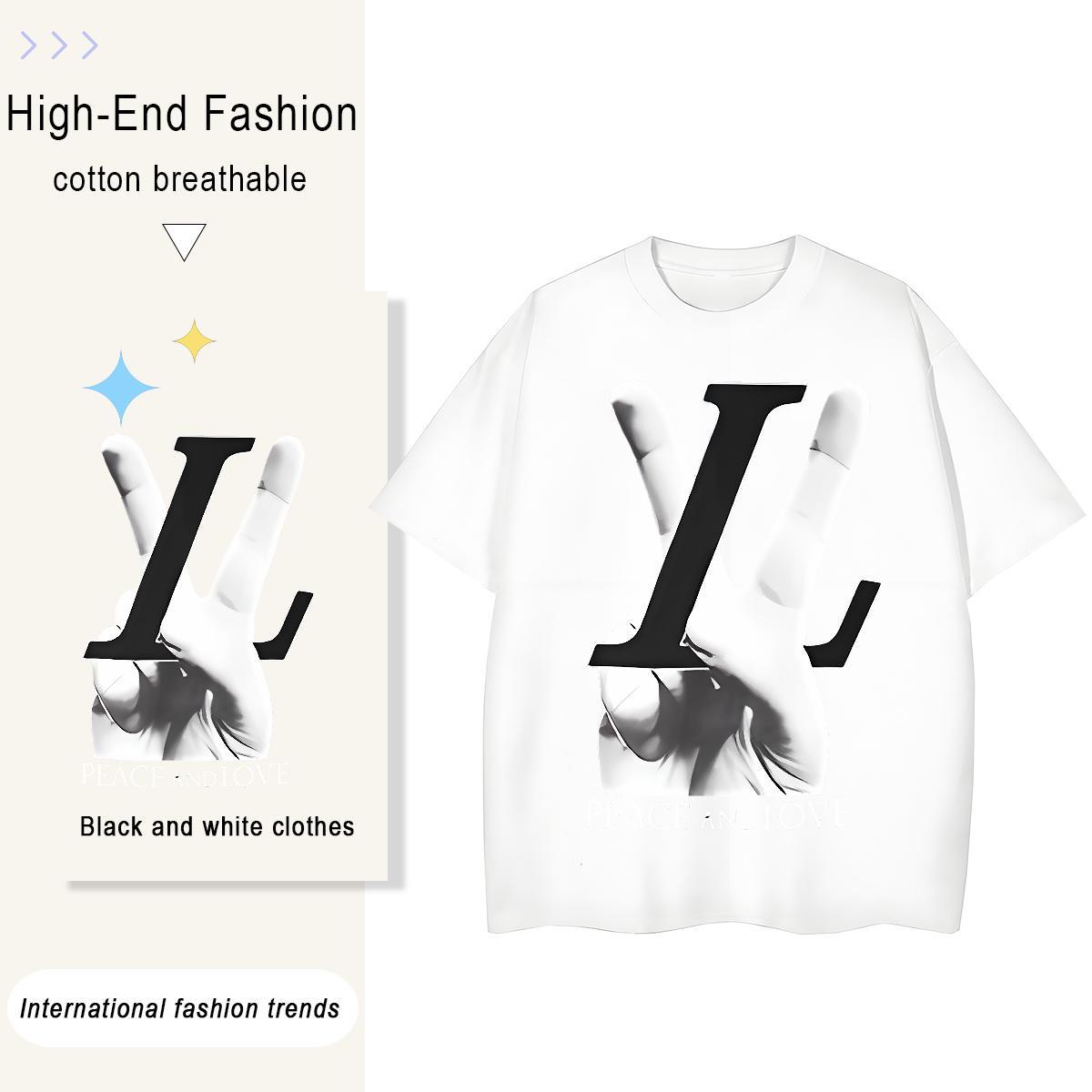 High Quality letter 230g 100% Cotton Tshirt for Man Woman Street Casual Breathable T Shirt For Man Classic Casual Custom Printing Tees Shirts