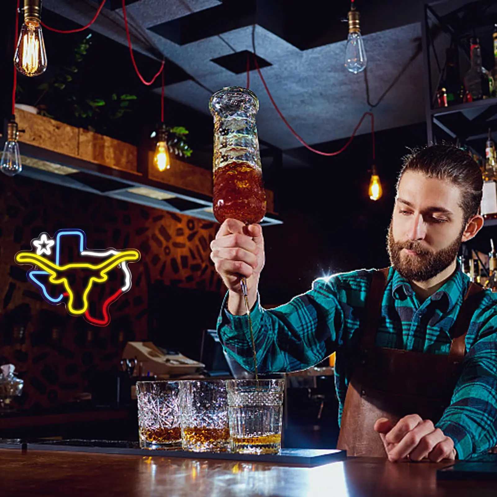 Longhorn neon sign LED TEXAS neon sign for room bar TEXAS wall decoration Western Gift for Friends Colleague Partner B240817