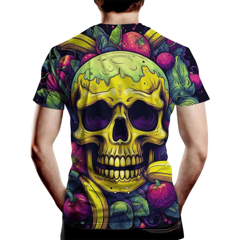 Halloween Mens T Shirt Novelity 3D Print T-Shirts For Men Hawaiian Style Fruit Graphic Skull Short Sleeve Shirts Tshirt Tee Casual Tops Summer Clothes