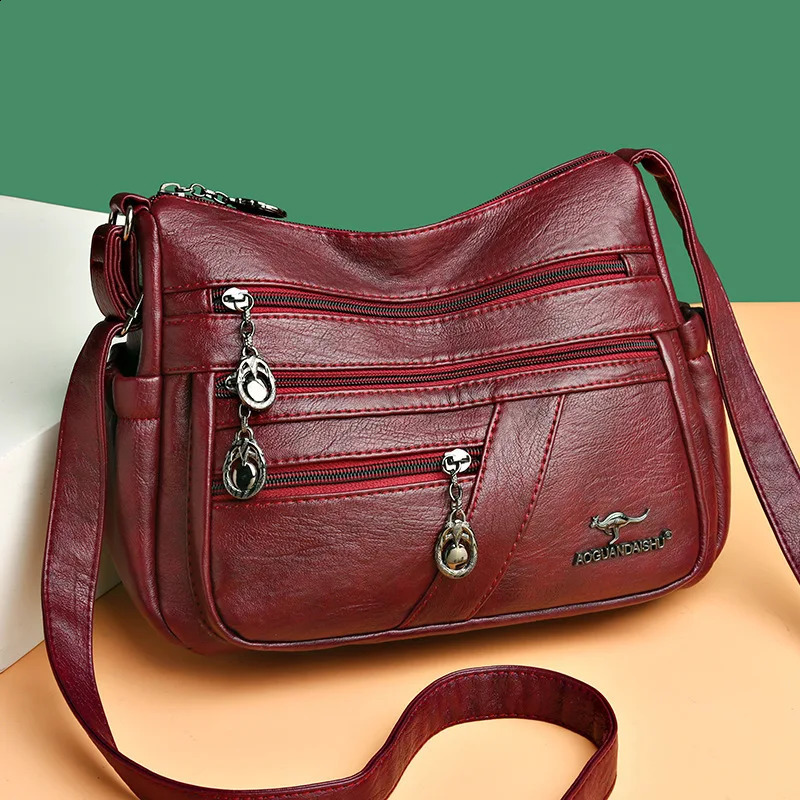 Womens Bag Soft Leather Middle aged Simple Fashionable and Grand One Shoulder Crossbody for Mom 240817