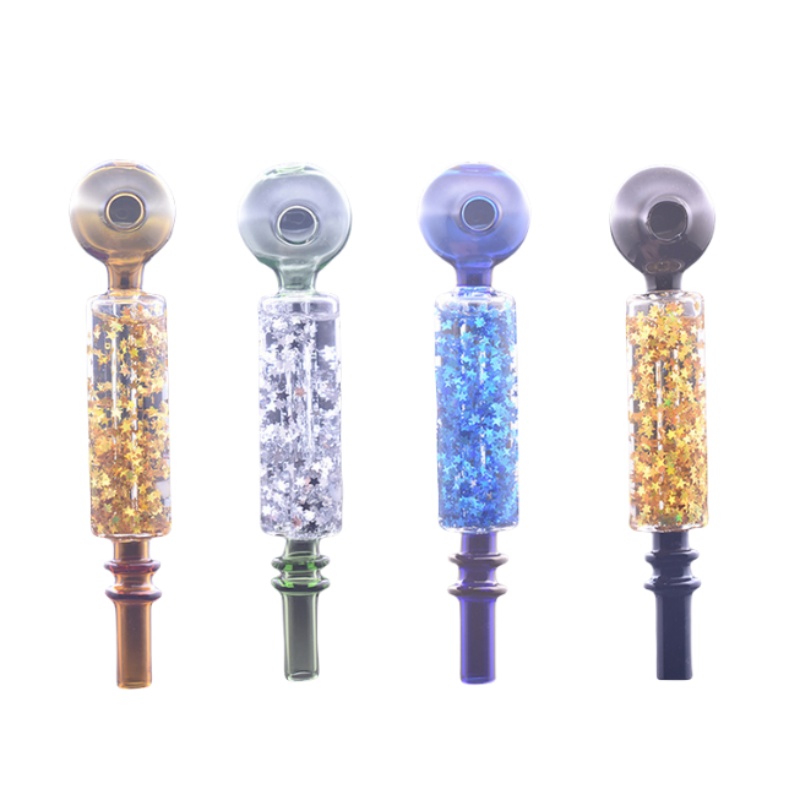 Wholesale mix colorful Glycerin Freezable glass oil burner pipe Thick heady Pyrex Great Tube Nail Tips straw pipes