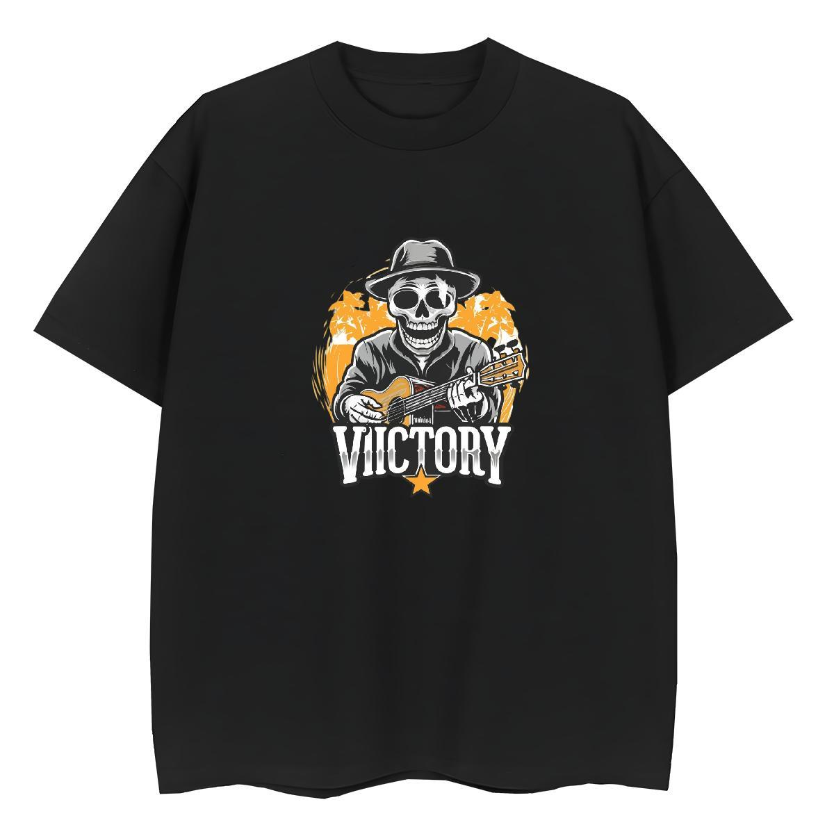 Loose Men T Shirts 100% Cotton 230g skull Hip Hop Customized Print Breathable Short Sleeve Tshirts Wholesale Tees Shirts