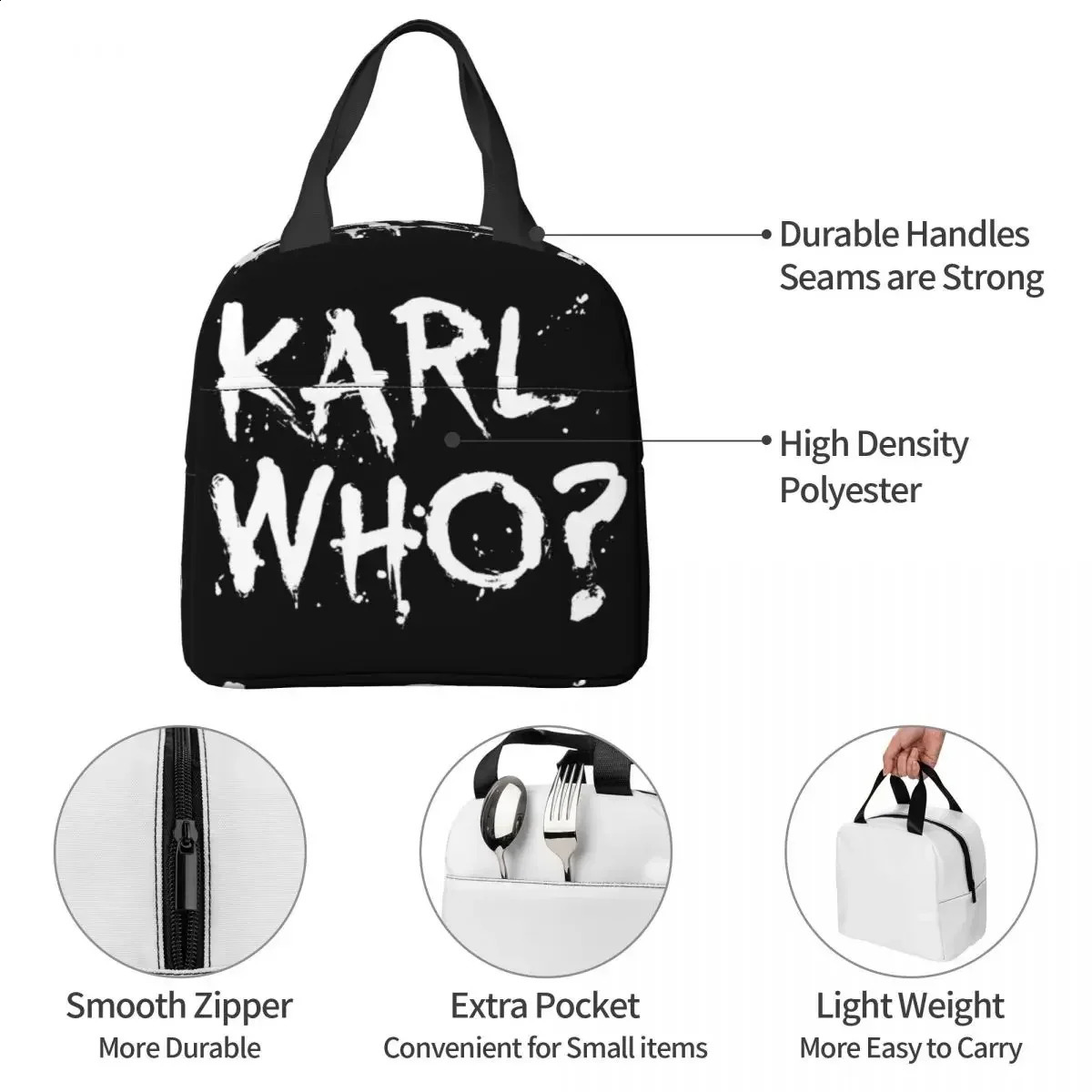 Lunch Bag for Women Kids Karl Who Thermal Cooler Portable Picnic Canvas Tote Bento Pouch 240816