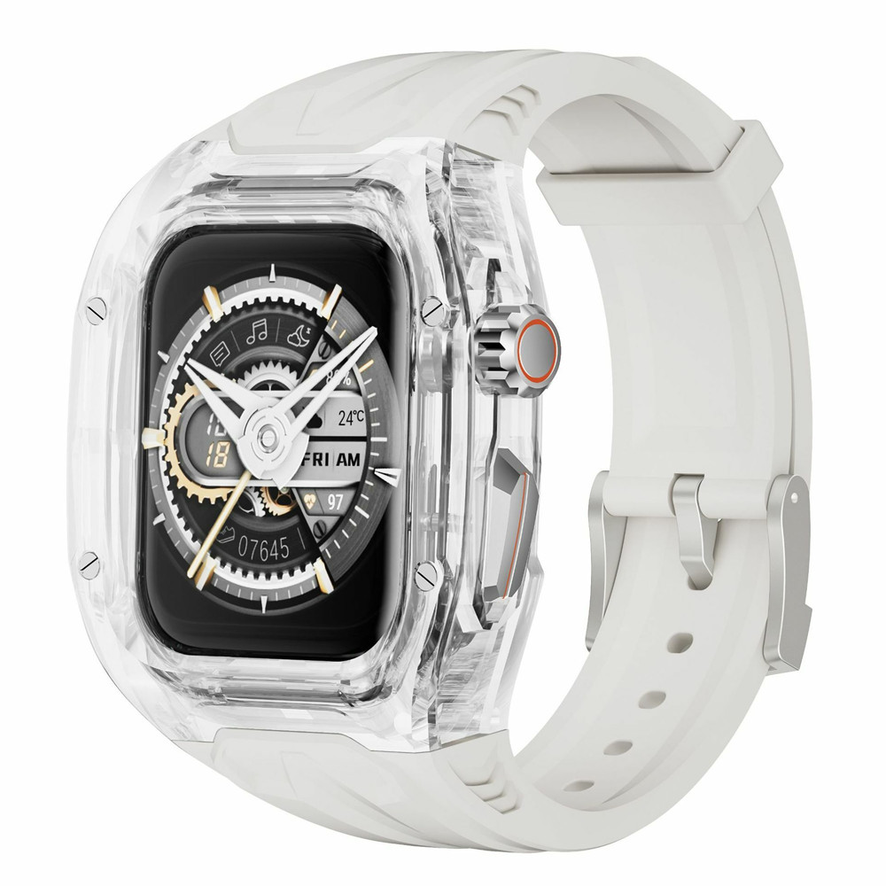 Transparent Modification Kit Apple Watch Ultra 2 1 49mm 9 8 7 45mm PC Case Strap For iWatch Series 44mm 6 5 4 SE Rubber Band free shipping