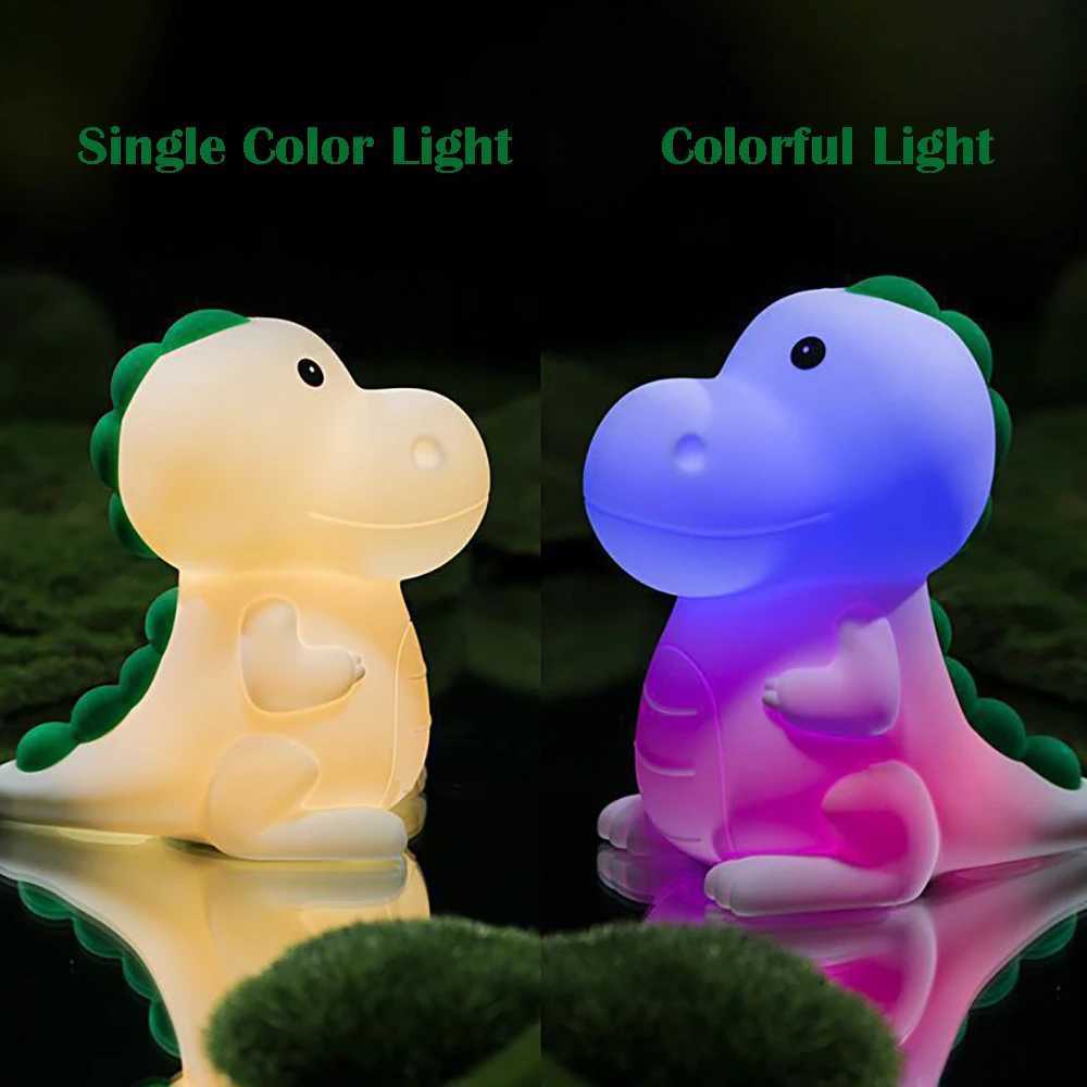 LED night light cartoon silicone dinosaur light color light childrens bedroom decoration holiday gift C-type charging W240816