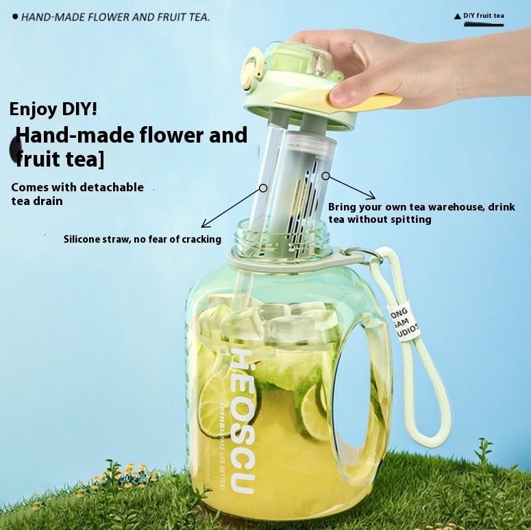 Plastic cup, heat-resistant Tritan large capacity sports kettle, men's portable ton bucket, straw water cup, women's summer