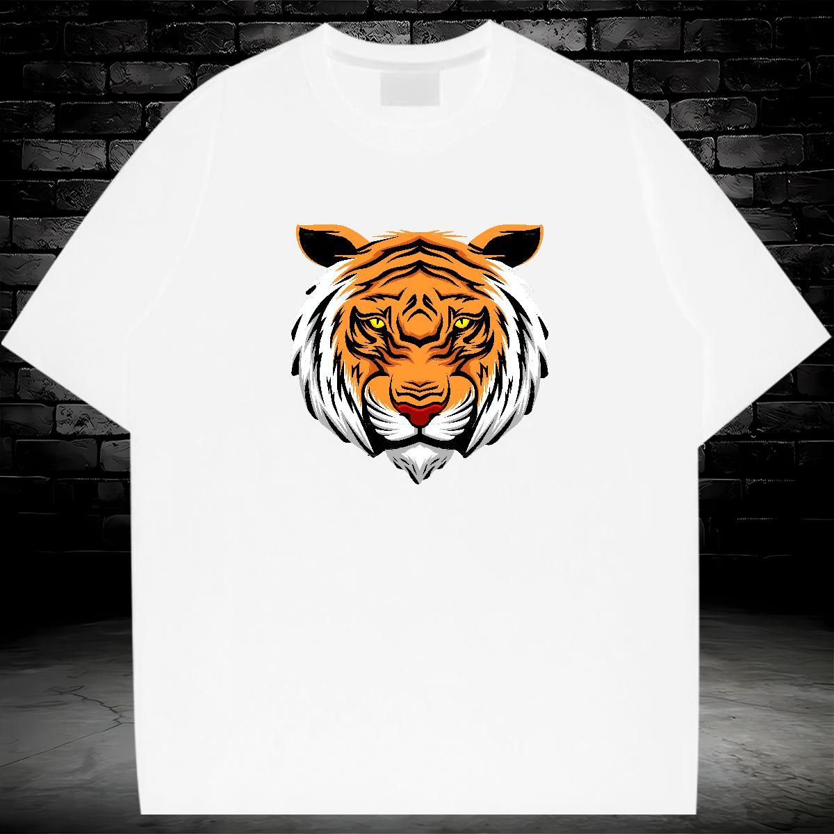 Loose Fit Man T Shirts 230g Pure Cotton tiger Sport Oversized 3XL 4XL Breathable Short Sleeve Men Tops Tees New Arrival Tops Shirt