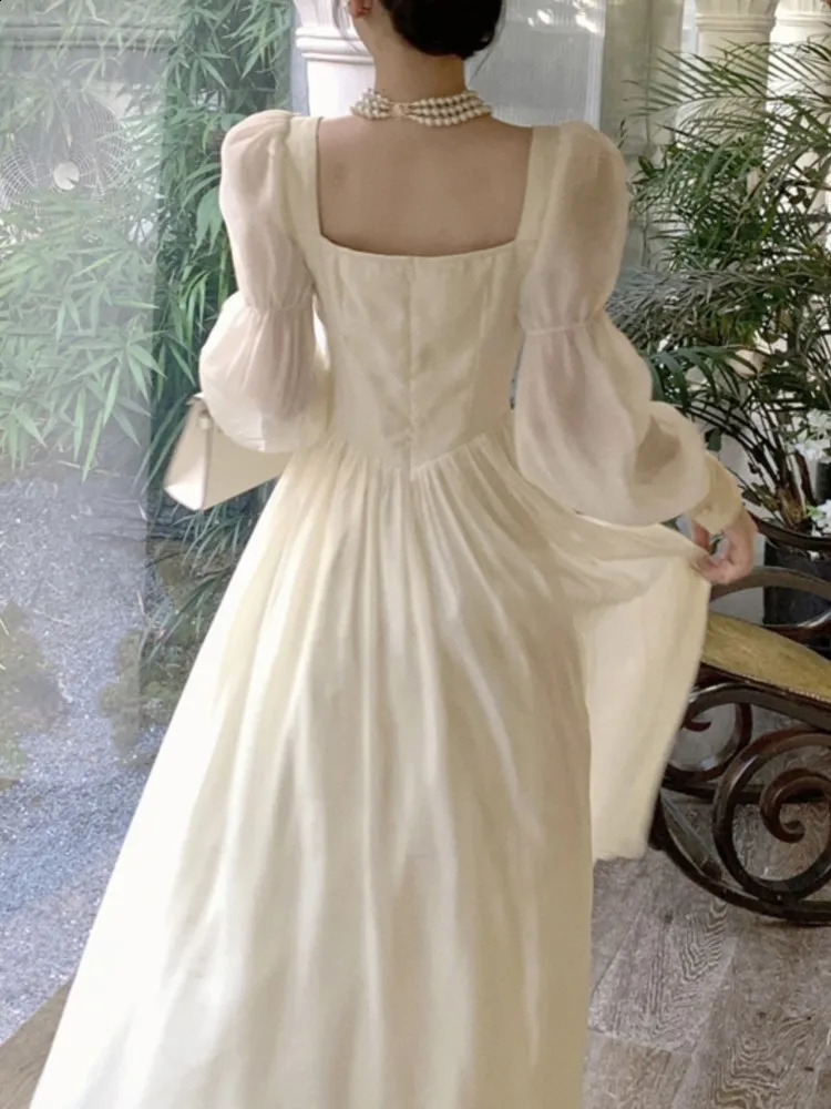 Elegant Fashion Casual Midi Party Dresses Women Autumn Vintage A-Line Birthday One Pieces Vestidos Female Chic Robe Mujers 240816