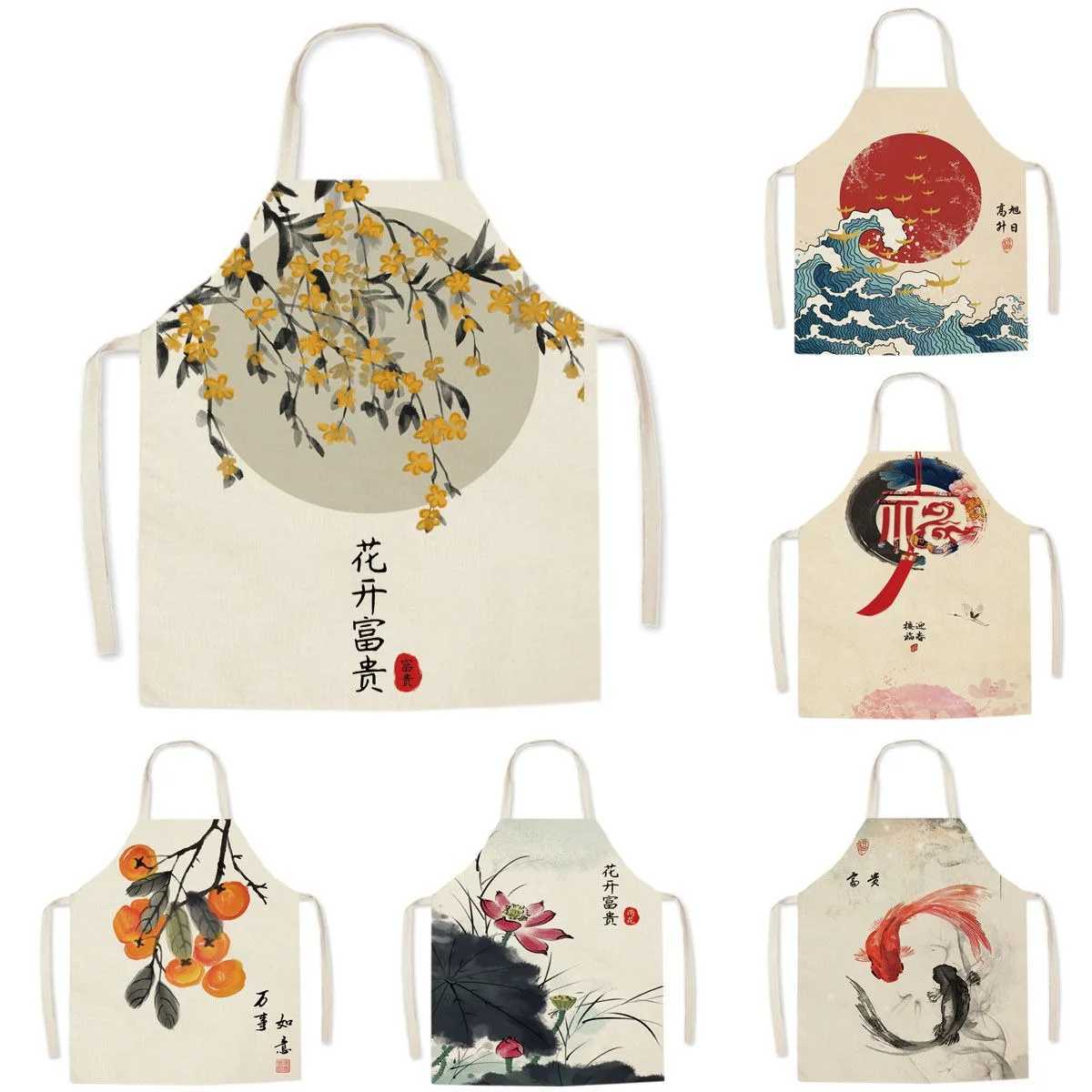 Chinese Retro Chinese Style Sleeveless Apron Adult Home Cleaning Linen Bib Mens Kitchen Cooking Baking ApronXJ240816