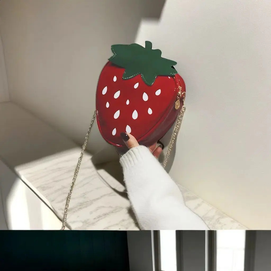 Womens cute leather n sense trendy fashion personality strawberry crossbody shoulder bag 240816Z