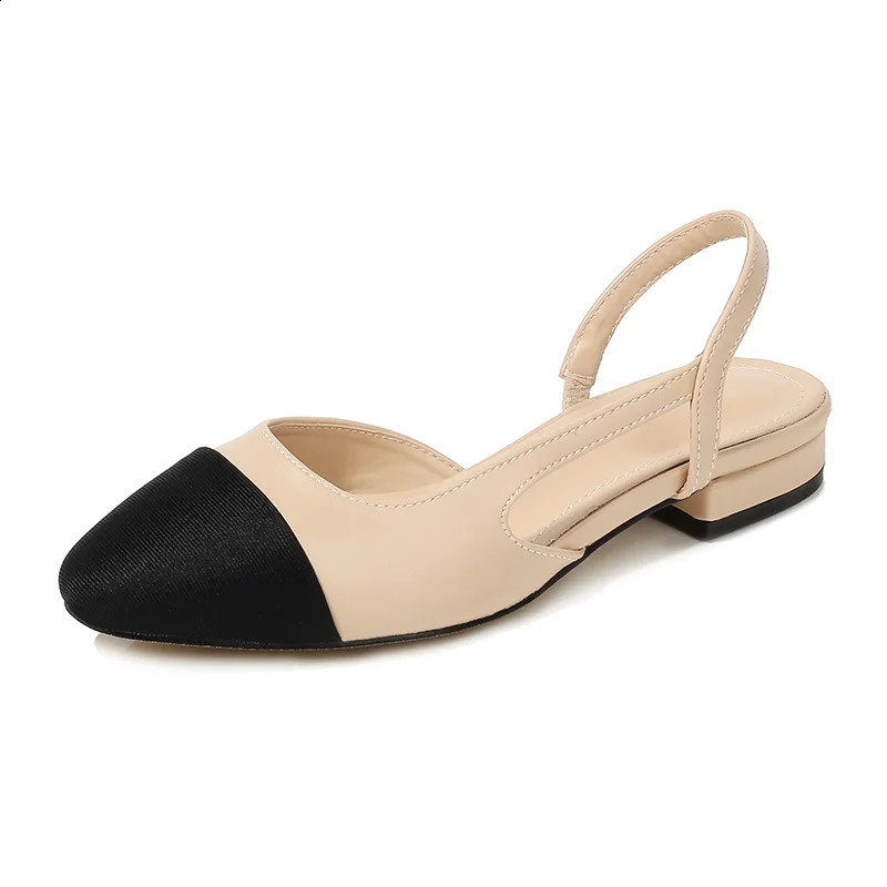 Mixed color thick single shoes womens summer patches light colored sandals side cut elastic straps slip back sandals 240821