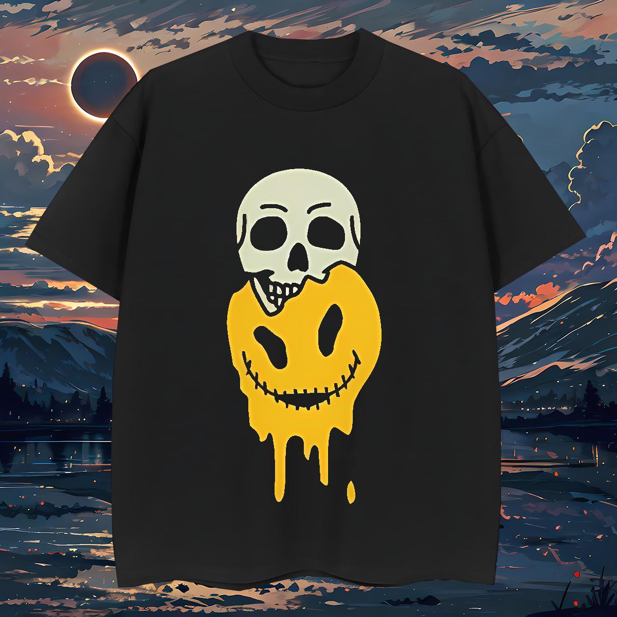 Fashion smiling face Tshirts 100% Cotton 230g Man T Shirts Graphic Anime Printing Street Pure Cotton Comfortable Tees
