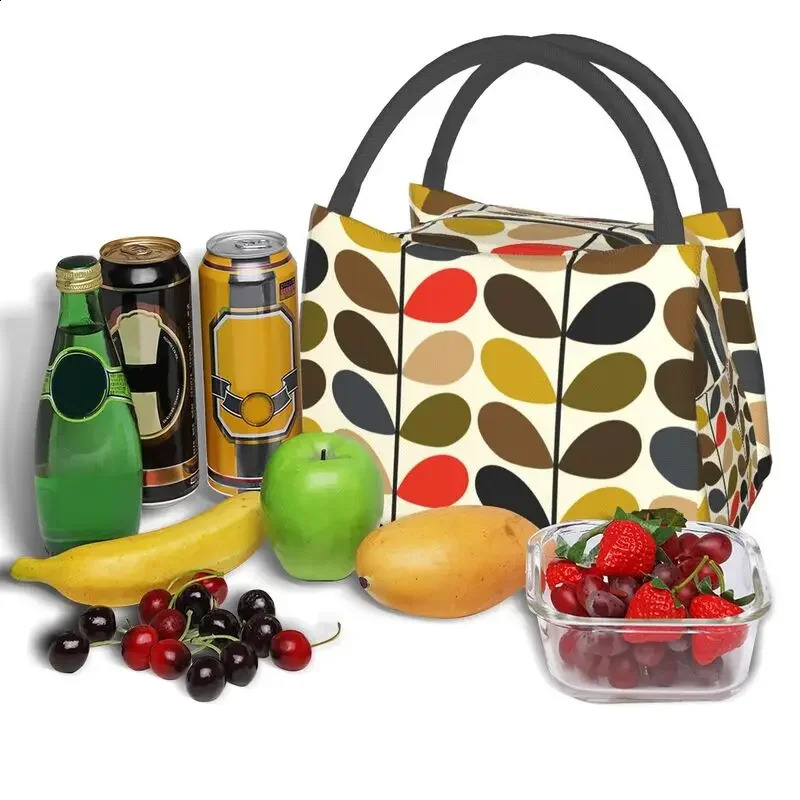 Orla Kiely Abstract Multi Stem Insulated Lunch Tote Bag for Mid Century Scandinavian Geometric Cooler Thermal Food Lunch Box 240816