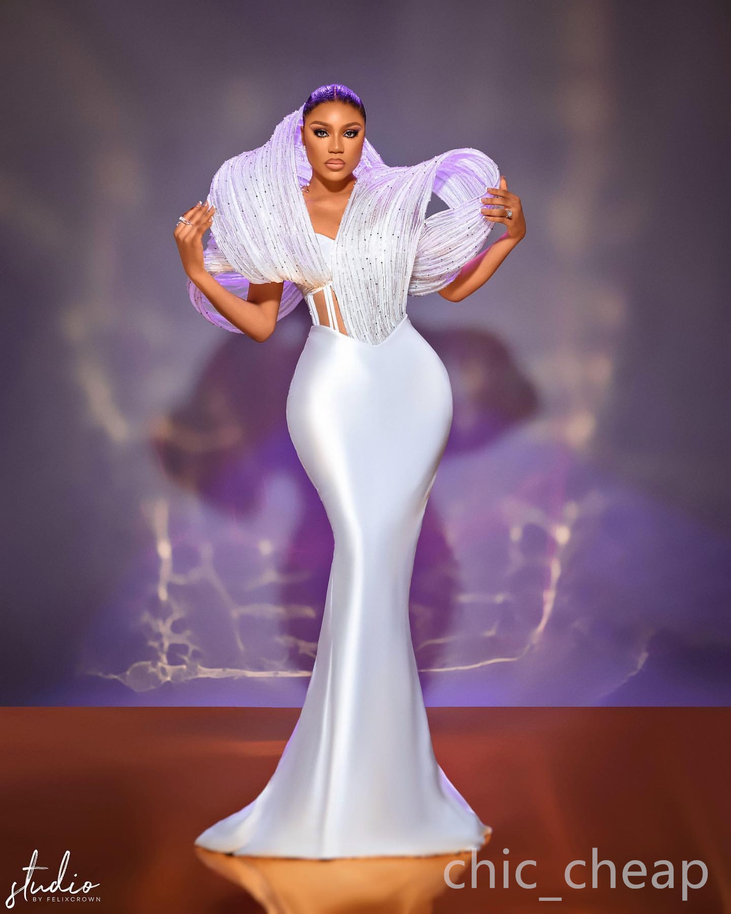 2024 Elegant White Mermaid Prom Dress Beaded Stylish Evening Formal Party Second Birthday Engagement Receiption Gowns Dresses For Special Occasions