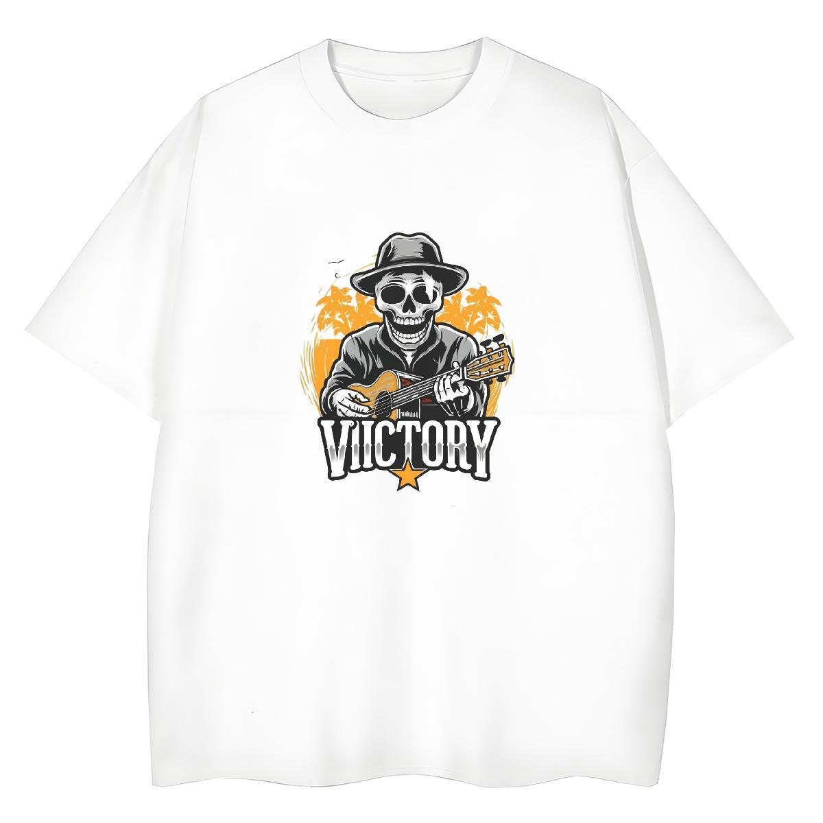 Loose Men T Shirts 100% Cotton 230g skull Hip Hop Customized Print Breathable Short Sleeve Tshirts Wholesale Tees Shirts