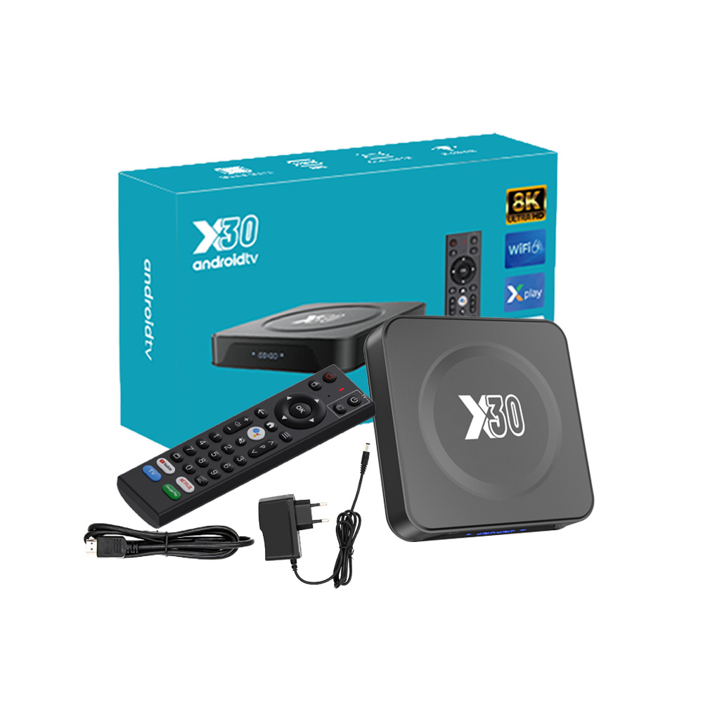 X30 tv box 8k WIFI6 ATV android 12.0 DAUL WIFI BT Allwinner H618 2GB 16GB big voice remote smart tv box internet