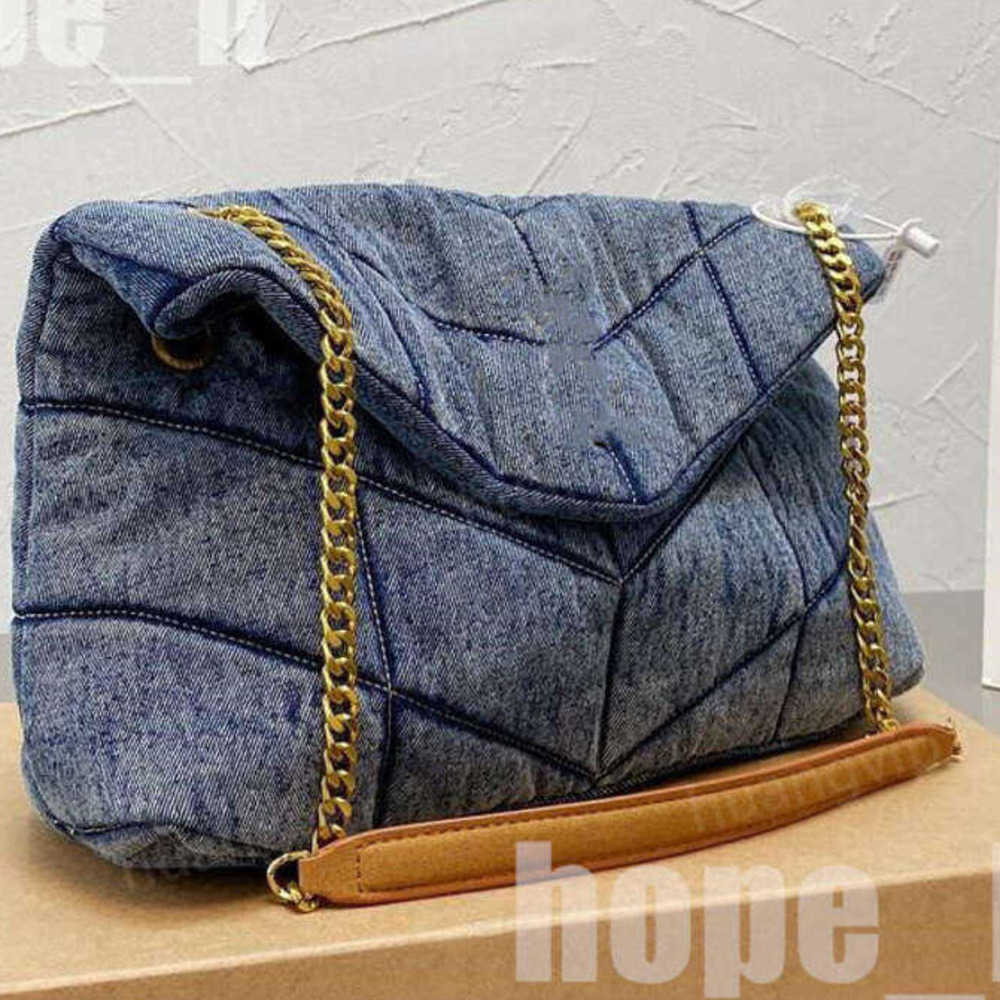 Evening Bags Designers Women Washed Denim Bag LOULOU Puffer Fashion Classic Jeans Shoulder Messenger Shopping Bags Luxury Designer Handbag Purse Chain