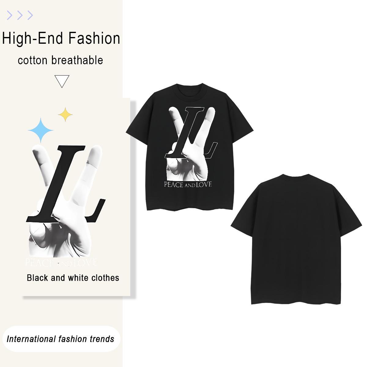 High Quality letter 230g 100% Cotton Tshirt for Man Woman Street Casual Breathable T Shirt For Man Classic Casual Custom Printing Tees Shirts