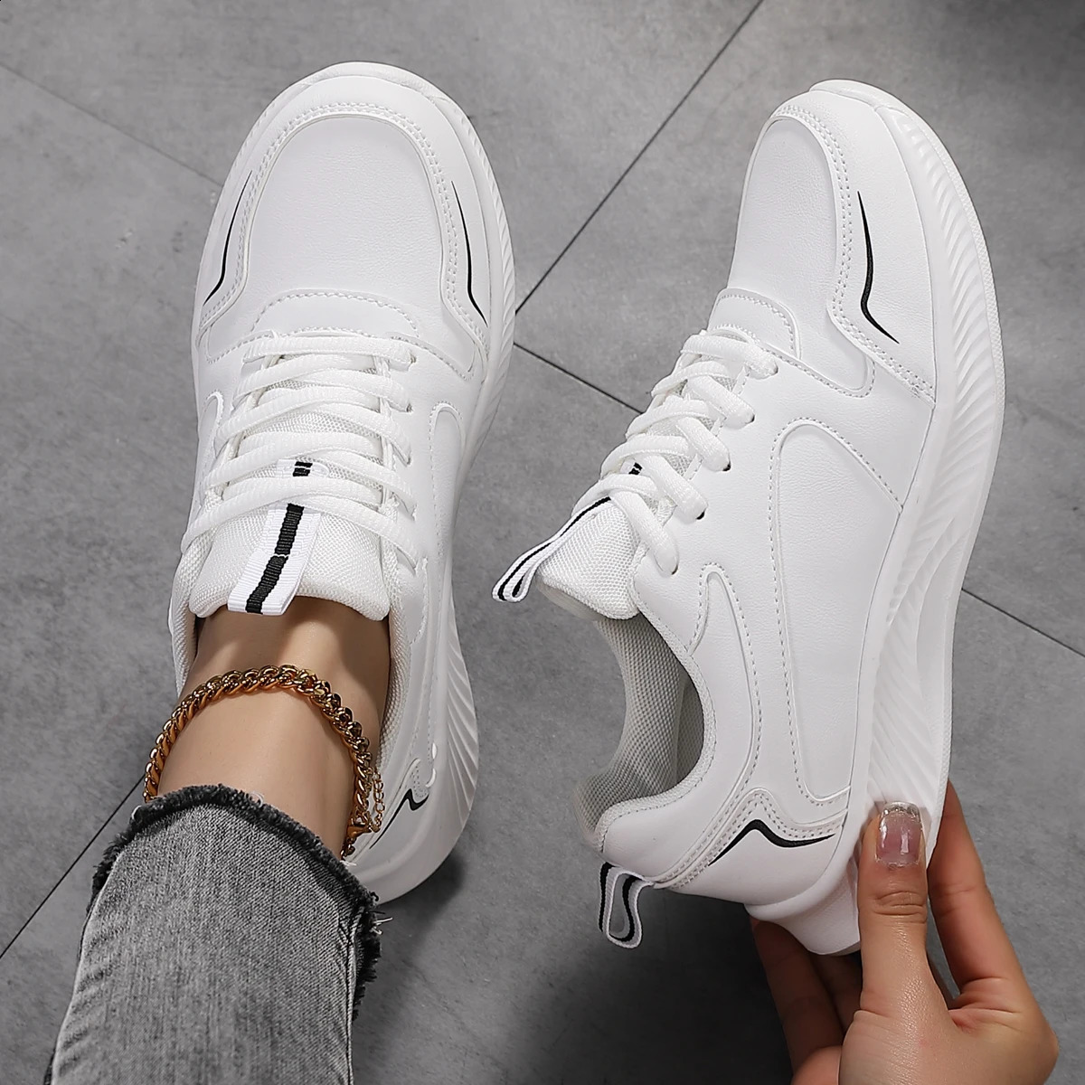 Woman Tennis Sneakers Fashion Comfort Sports Board Shoes Casual Shoes Female Spring Summer Ladies Female Women Shoe PU 240809