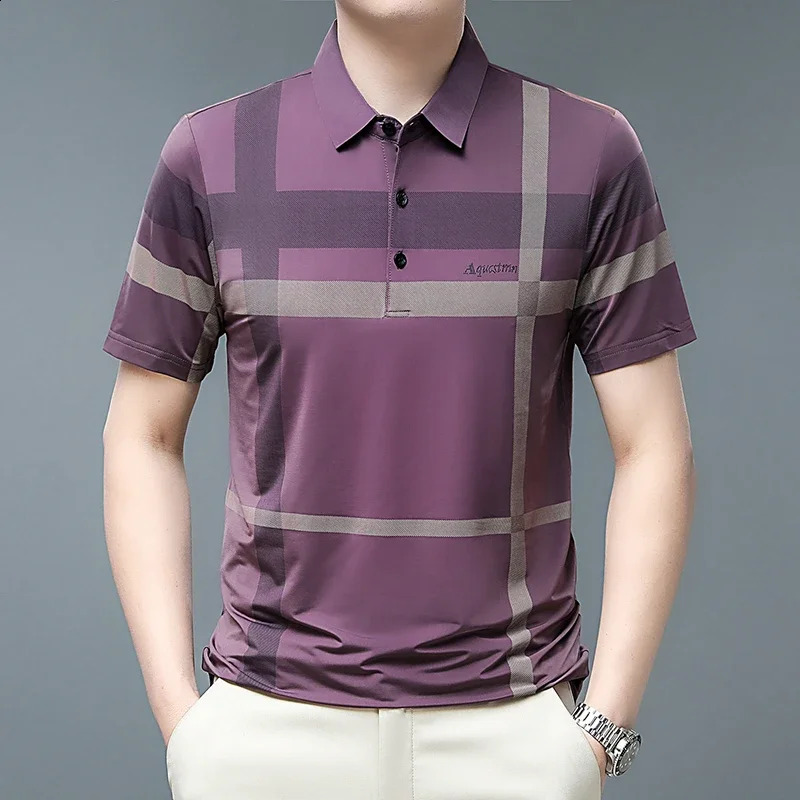 Mens Business Casual POLO Short Sleeved Smooth and Wrinkle Resistant Comfortable Top 240816