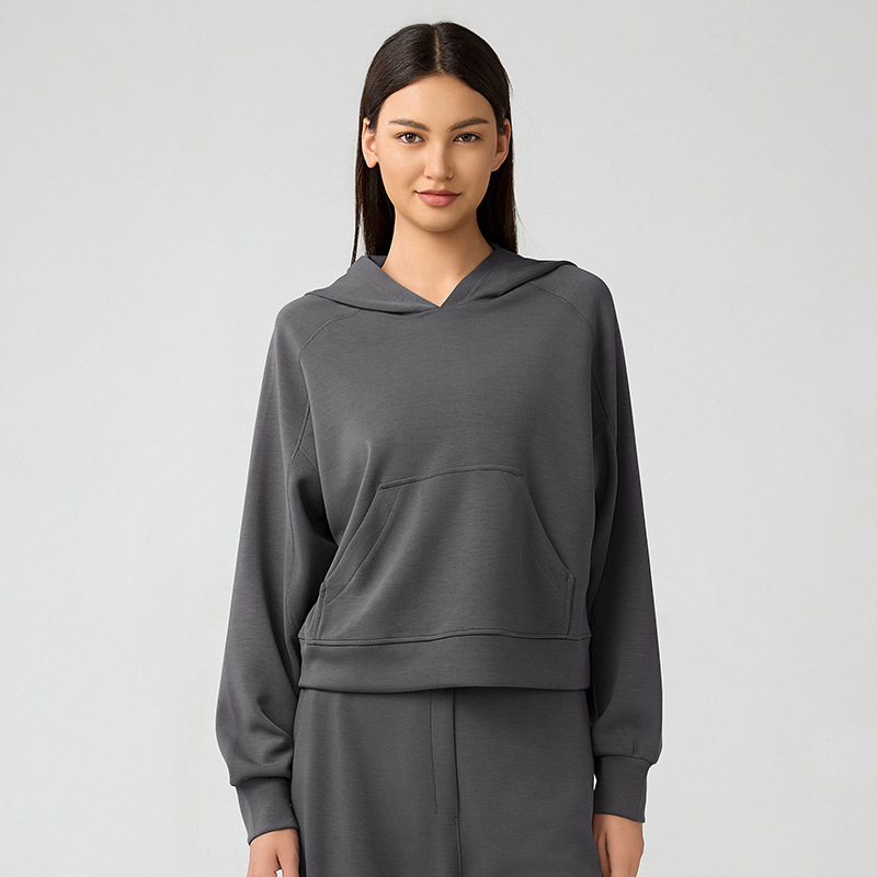 LLL165 Womens Autumn Hoodies Sweatshirt Yoga Sweater Ladies Gym Workout Coat Fleece Loose Workout Pullover