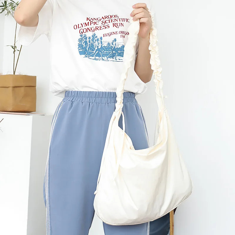 Causal Womens Canvas Bag Korean Literay Large Nylon Shoulder Bag High Quality Shopping Hobo Bag Ladies Student Crossbody Bag 240816
