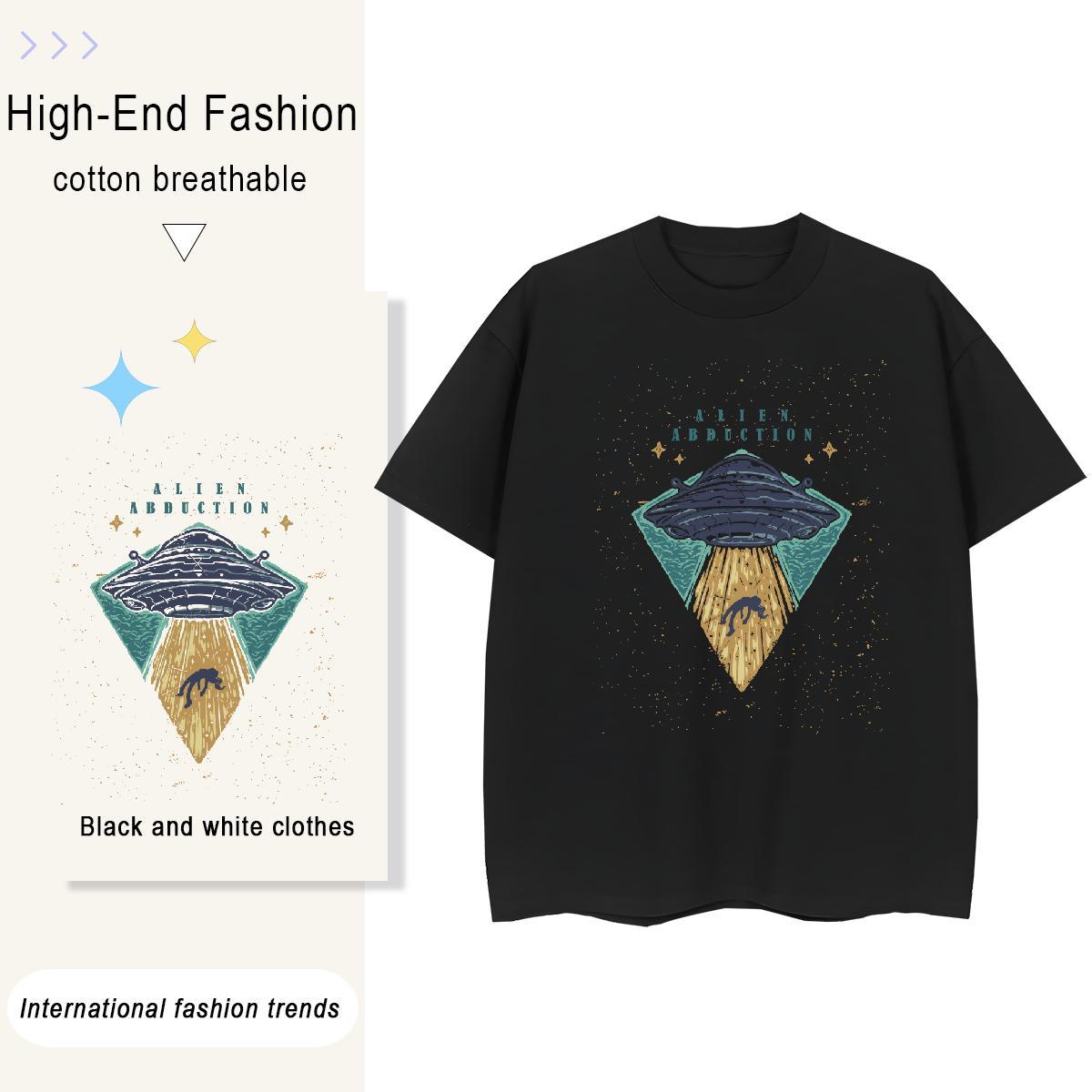 TOP Quality Women Tees Outdoor Breathable Crew Neck Clothes Soft 100% Cotton 230g ET Cartoon Printing L-4XL T Shirts Women