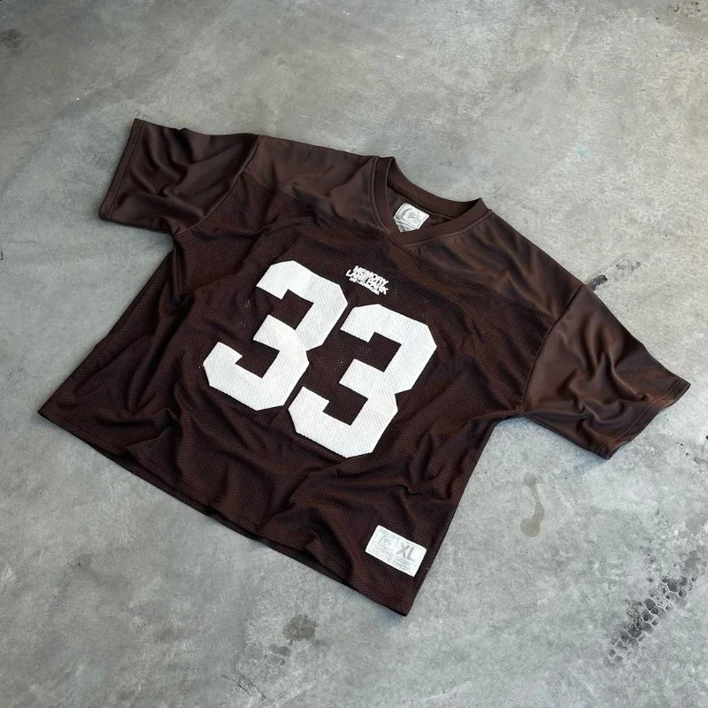 33 Oversized Pink Jersey University Street Style T-Shirt Suitable For Womens Fashion Couple Sportswear Mesh Quick Drying Football Y2k Top 2