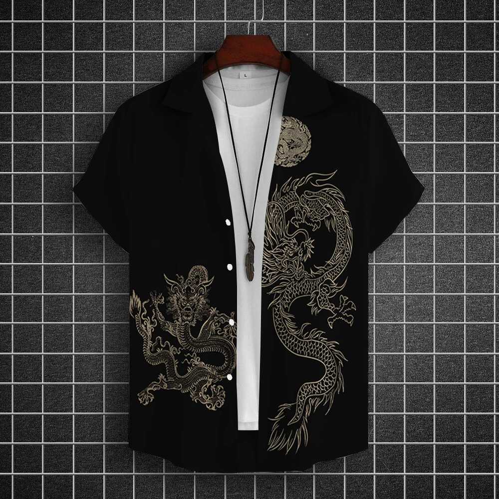 Mens Shirts Short Sleeve Tops Dragon Graphic Clothing 3d Shirts 2024 Casual Fashion Streetwear Summer Apparel For Male Blouse W250103