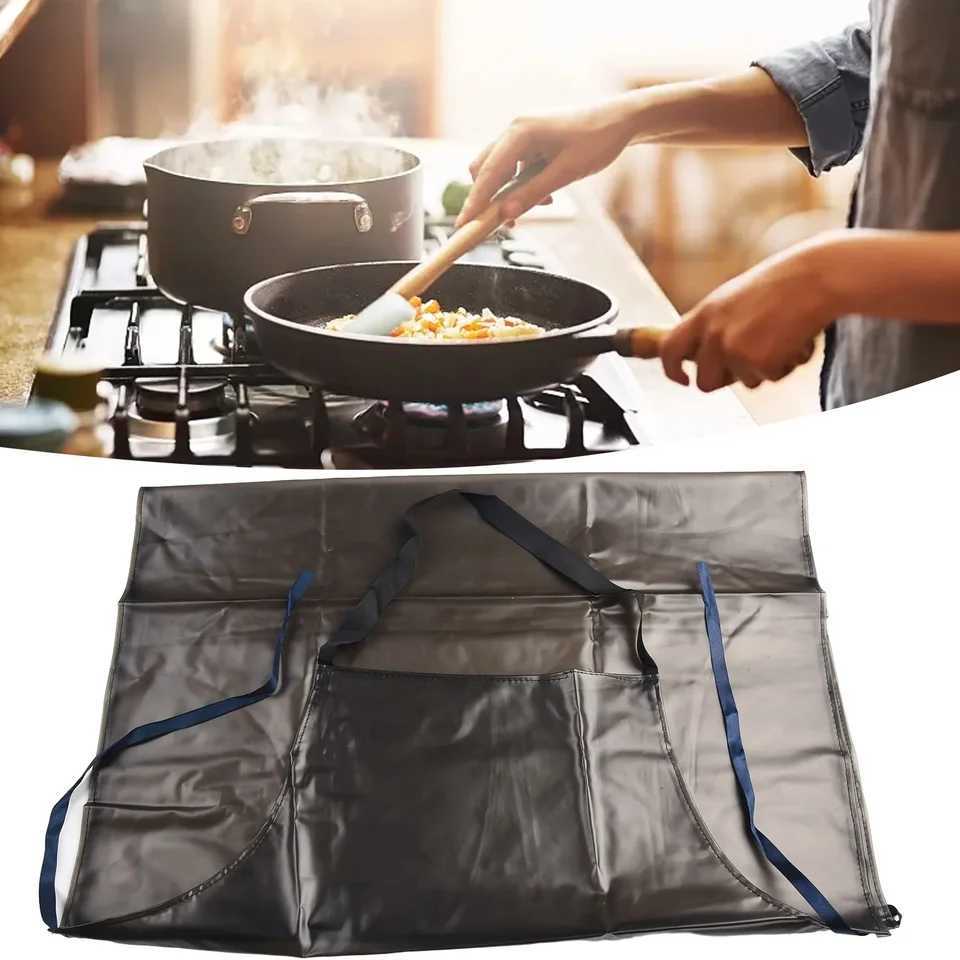 PVC Apron Kitchen Waterproof Oil-proof Soft Leather Aprons Black Extra-long Apron Anti Fouling Men Chef Barber Work ApronXJ240816