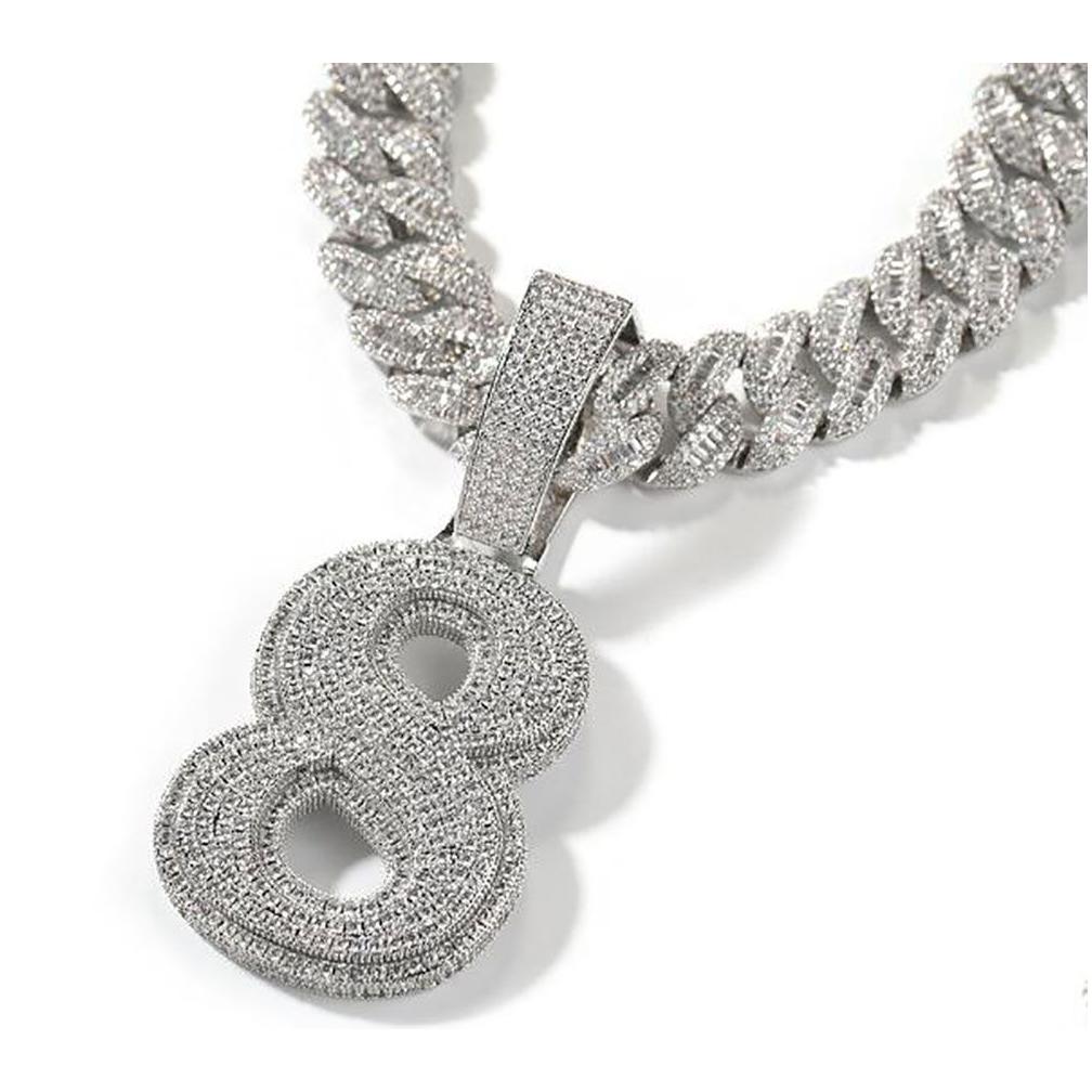 Pendant Necklaces Men Women A- Z Double Layer Stones Cursive Initiall Number Necklace For Gifts Cubic Zirconia Hip Hop Drop Delivery J Oto6V