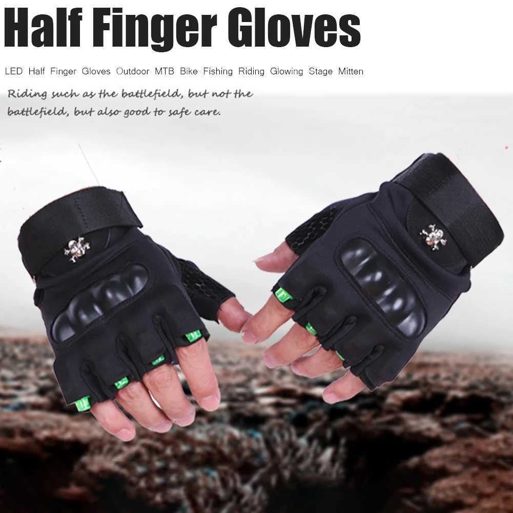 Half Finger Gloves LED Flashlight Waterproof Torch Fishing Outdoor Camping Hiking Survival Rescue Tool Laser Glowing Stage Glove Y240817