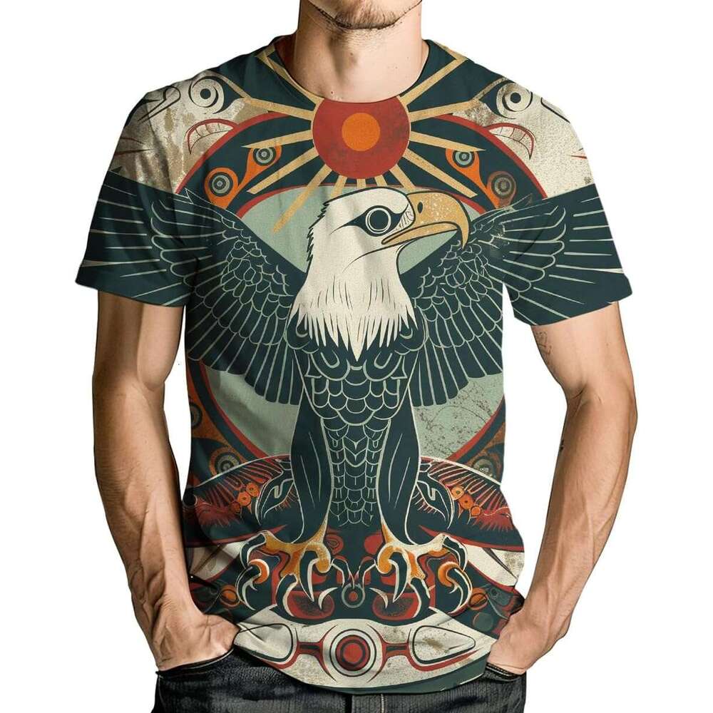 Mens T shirt Mexico T-Shirts for Men Eagle Totems Design Short Sleeve Shirts Novelty Themed Tee Top shirts tshirt graphic tee Casual tops summer cloth